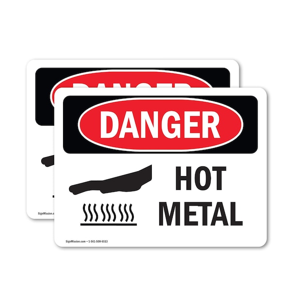 Signmission Hot Surface Sign, 3.5 in H x 5 in W, Vinyl Decal, Hot Metal OS-2PACK-DS-D-35-L-1361 - main
